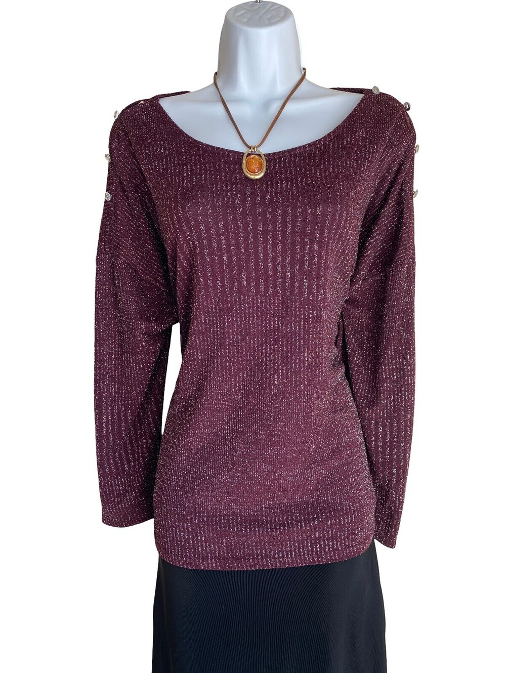 VTG Cable & Gauge Plus 1X Purple Glitter Accent Sweater Whimsigoth Goth Boho